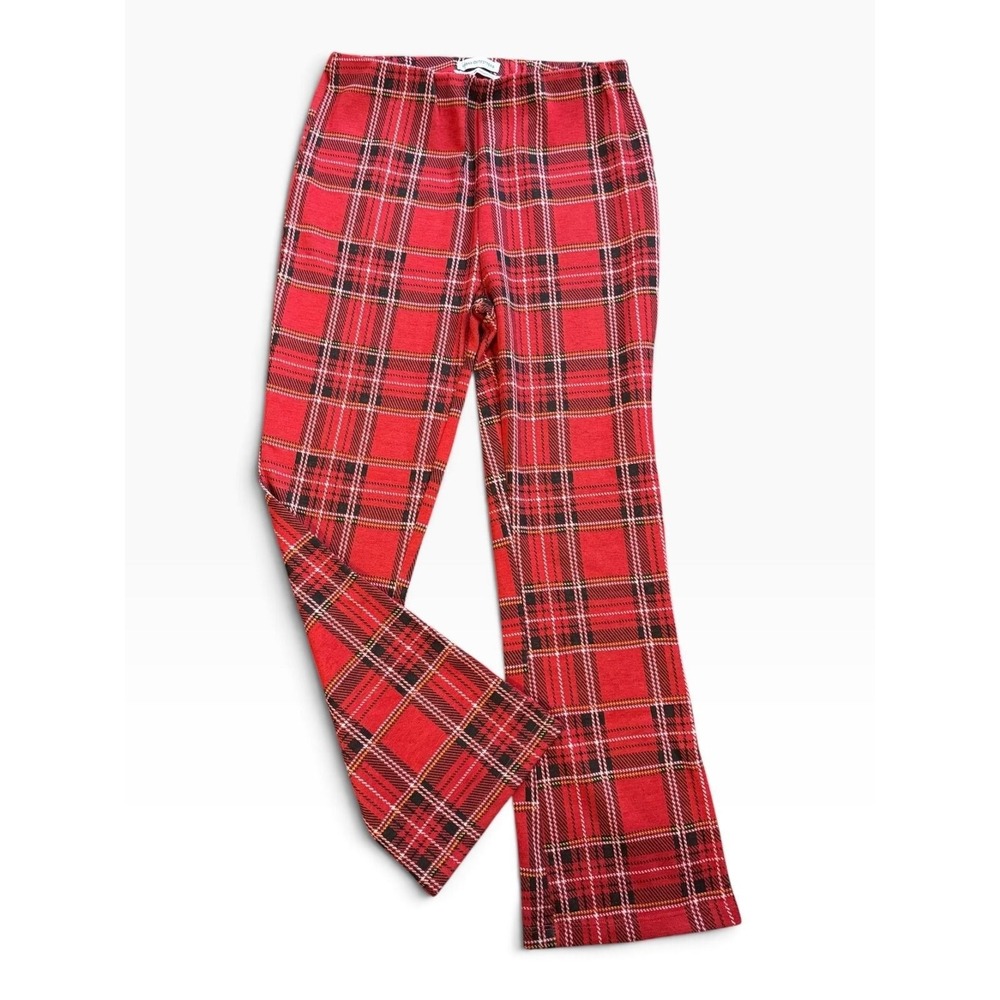 Urban Outfitters Red Plaid Flare Pants High Waisted Knit Trousers Large